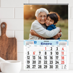 Calendario de pared de 33 cm con fotografía de una abuela y un niño
