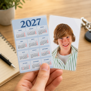 Calendario personalizado con foto, de bolsillo, para foto vertical, con fotografía de un niño - estebuste gijon